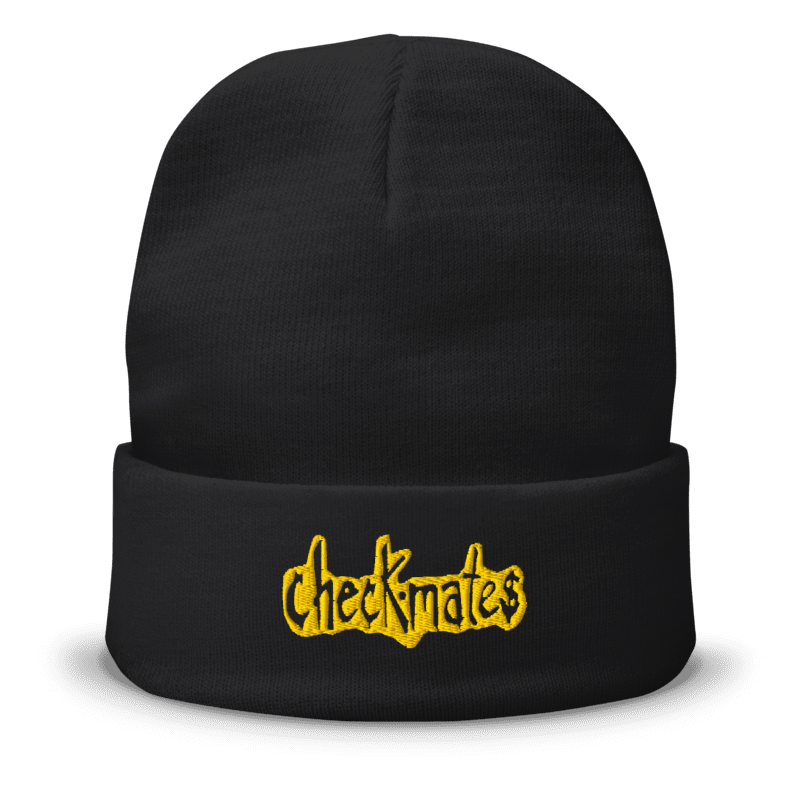 CHECKMATES COMICS - Black logo cuff knit beanie (free-size)
